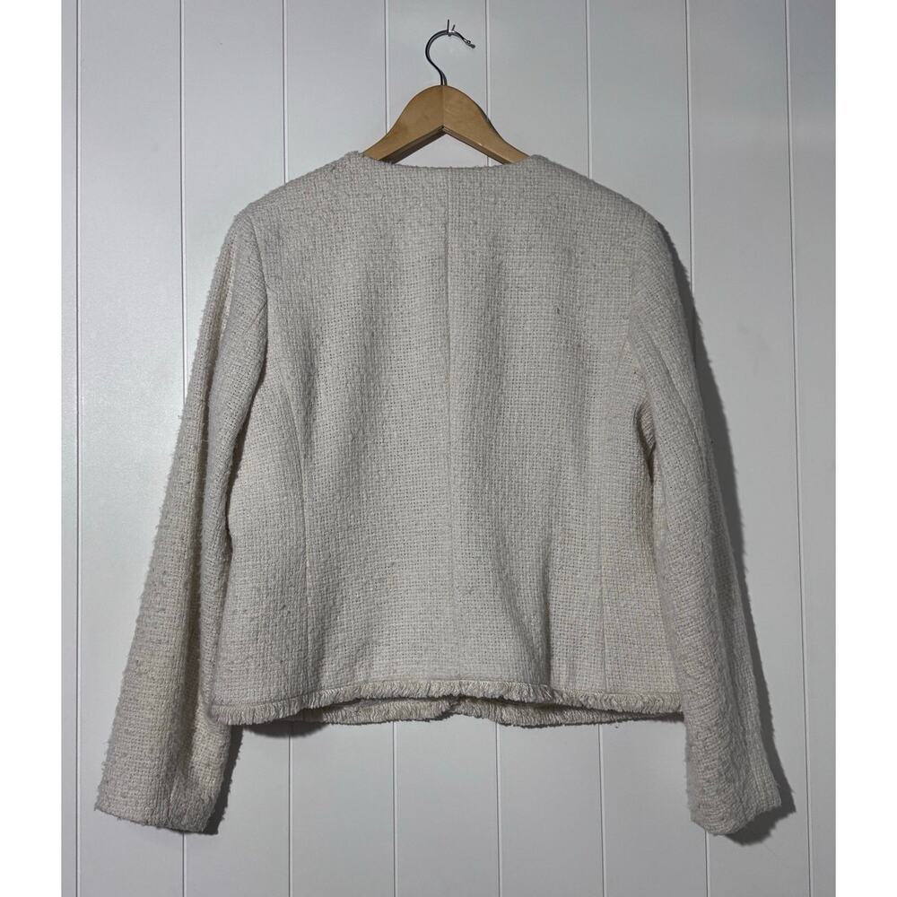 Talbots Jacket Womens 12 Cream Textured Button Front Tweed Blazer - Picture 6 of 6